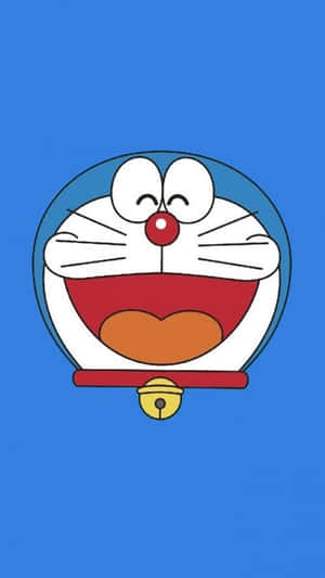 Doraemon Cartoon On Blue Background Wallpaper