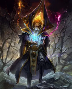 Dota 2 Invoker Unleashing Powerful Spell Wallpaper