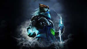 Dota 2 Zeus Unleashing Thunderbolts In Epic Battle Wallpaper