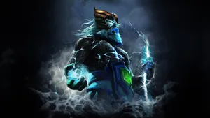 Dota 2 Zeus Unleashing Thunderbolts In Epic Battle Wallpaper
