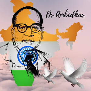Dr Babasaheb Ambedkar With India Flag Design Wallpaper