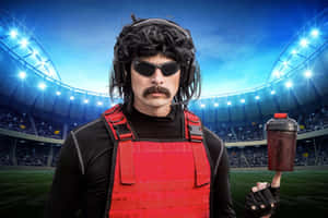 Dr Disrespect Against Football Field Wallpaper