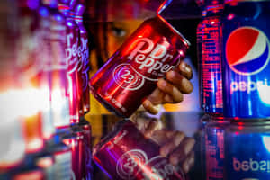 Dr Pepper Can Held Between Competitor Soda Bottles Wallpaper