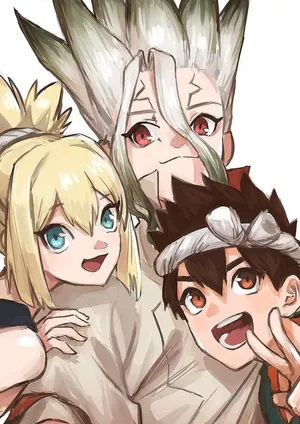 Dr Stone Characters Friendly Pose Wallpaper