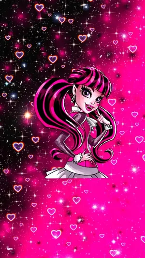 Draculaura Sparkling Pink Background Wallpaper