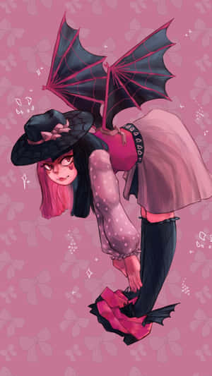 Draculaura Upside Down Pose Wallpaper