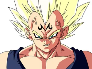 Dragon Ball Majin Vegeta Smile White Background Wallpaper