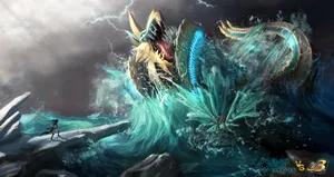 Dragon Hunter Against Sea Dragon Wallpaper