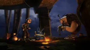 Dragon Hunters Characters Around Bonfire Wallpaper