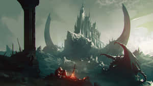 Dragon's Lair Castle Fantasy Landscape Wallpaper