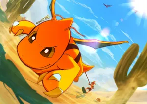 Dragonite And Braviary In The Desert Wallpaper