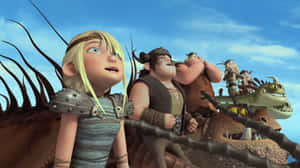 Dragons Riders Of Berk Protagonists Looking Up Wallpaper