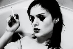 Dramatic Bathtub Portrait Wallpaper