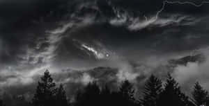 Dramatic Black And White Storm Clouds Wallpaper