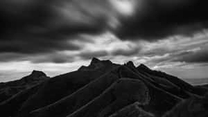 Dramatic Blackand White Mountain Landscape Wallpaper