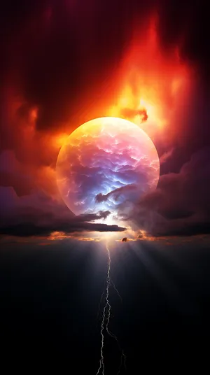 Dramatic Lightning Moon Wallpaper