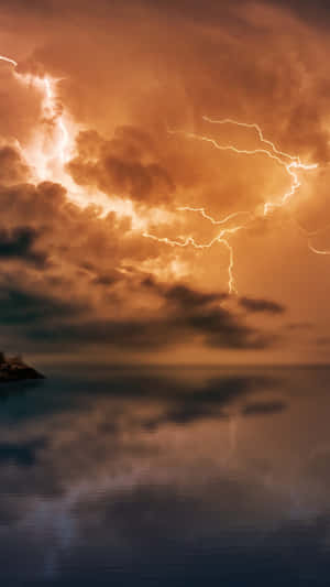 Dramatic Lightning Over Water Wallpaper