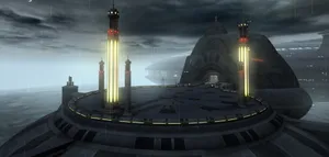 Dramatic View Of Kamino's Stormy Ocean And Futuristic Architecture Wallpaper