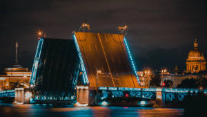 Drawbridge Night City Wallpaper