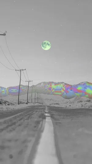 Dreamcore Moonlit Road Wallpaper