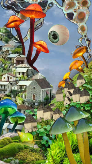 Dreamcore_ Mushroom_ Village_ Fantasy.jpg Wallpaper