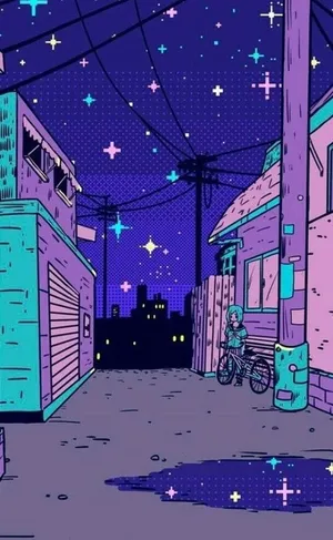 Dreamcore Nighttime Alley Illustration Wallpaper