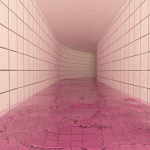 Dreamcore Pink Tiled Corridor Wallpaper