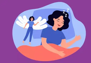 Dreaming Womanwith Angel Wings Illustration Wallpaper