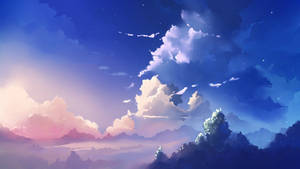 Dreamy Blue Anime Scenery Wallpaper