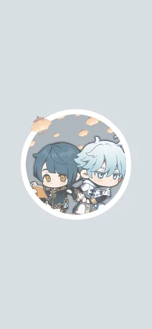 Dreamy Blue-hued Genshin Impact Character Pair Pfp Wallpaper