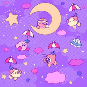 Dreamy Kirby Night Sky Aesthetic Wallpaper