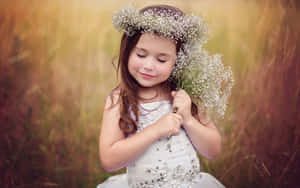 Dreamy Meadow Little Girl Wallpaper