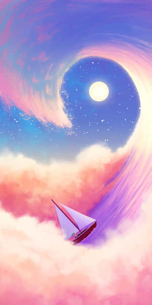 Dreamy Sailboat Sky Voyage Wallpaper