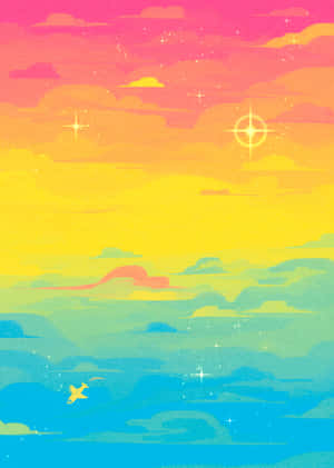 Dreamy Sunset Over Ocean Illustration Wallpaper