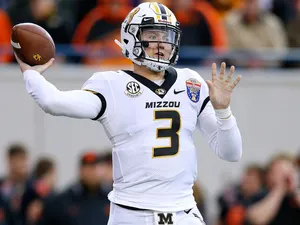 Drew Lock Mizzou Quarterback Action Shot Wallpaper