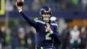 Drew Lock Seattle Seahawks Quarterback Action Shot Wallpaper