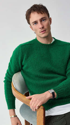 Drew Starkey Casual Green Sweater Wallpaper