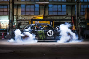 Drifting Racecarin Warehouse Burnout Wallpaper