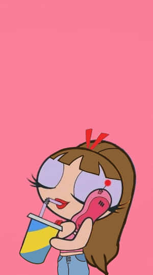 Drinking Soda Powerpuff Cartoon Pfp Wallpaper