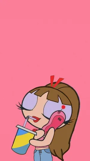 Drinking Soda Powerpuff Cartoon Pfp Wallpaper