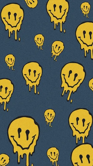 Dripping Smiley Faces Pattern Wallpaper