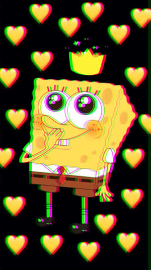 Drippy Sponge Bob Love Hearts Background Wallpaper