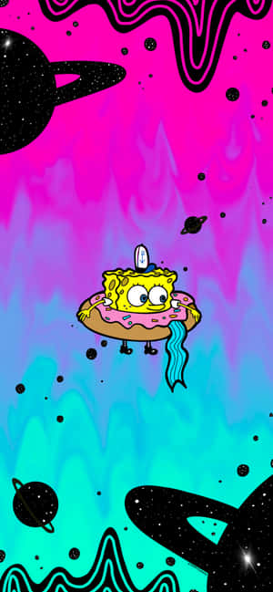 Drippy Spongebob Space Art Wallpaper