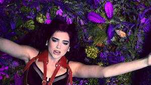 Dua Lipa On Purple Grass Wallpaper