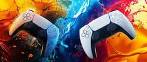 Dual Sense Controllers Colorful Backdrop Wallpaper