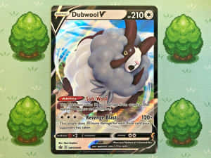 Dubwool Pokemon Card On Grass Wallpaper