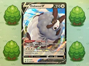 Dubwool Pokemon Card On Grass Wallpaper