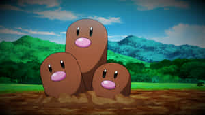 Dugtrio Against Mountains Wallpaper