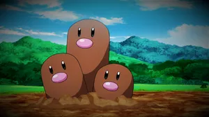 Dugtrio Against Mountains Wallpaper