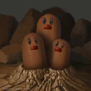 Dugtrio Buried In Dry Soil Wallpaper